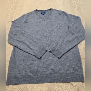 Merino Wool Apt. 9 Blue V-Neck Sweater Sz Large
